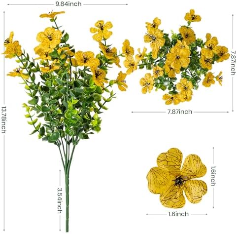 20 Bundles Artificial Flowers for Outdoor, Fake Plants Spring Decor, Yellow, alternate view 2
