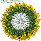 20 Bundles Artificial Flowers for Outdoor, Fake Plants Spring Decor, Yellow, alternate view 4