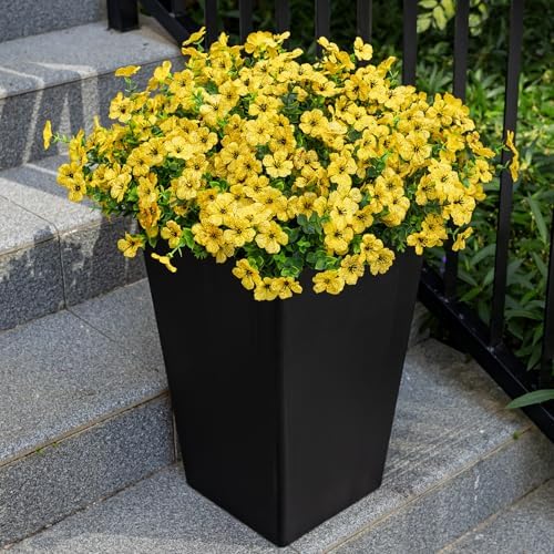 20 Bundles Artificial Flowers for Outdoor, Fake Plants Spring Decor, Yellow, alternate view 6