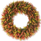 20" Fall Boxwood Wreath for Front Door, Artificial Autumn Wreath with Detachable Hello Sign, Foldable Waterproof