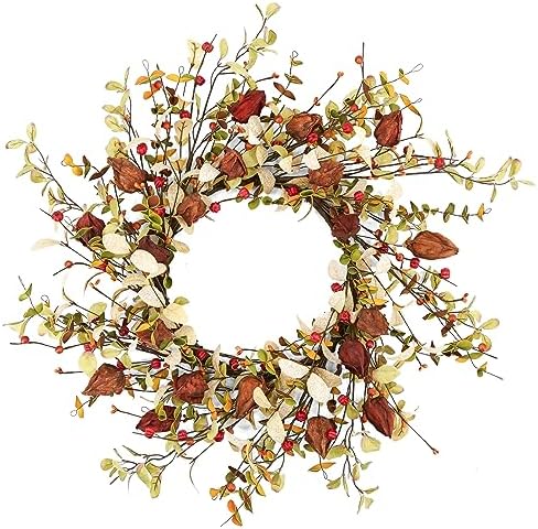 20" Fall Wreath for Front Door, Eucalyptus and Berry Decor