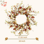 20" Fall Wreath for Front Door, Eucalyptus and Berry Decor, alternate view 3