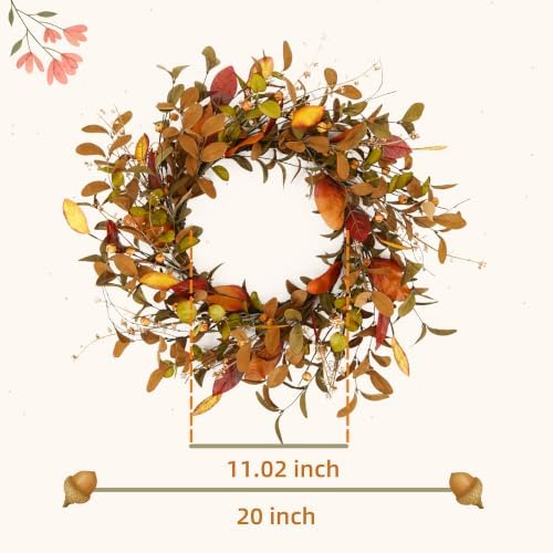20" Fall Wreath for Front Door, Eucalyptus, Berry and Magnolia, alternate view 3