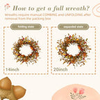 20" Fall Wreath for Front Door, Eucalyptus, Berry and Magnolia, alternate view 4