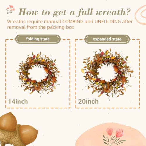 20" Fall Wreath for Front Door, Eucalyptus, Berry and Magnolia, alternate view 4