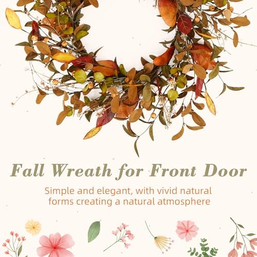 20" Fall Wreath for Front Door, Eucalyptus, Berry and Magnolia, alternate view 5