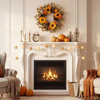 20" Fall Wreath Front Door Pumpkin Sunflower Pine Cones Wall Decor, alternate view 5