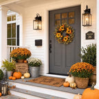 20" Fall Wreath Front Door Pumpkin Sunflower Pine Cones Wall Decor, alternate view 6