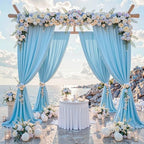 20 ft x 10 ft Wrinkle Free Baby Blue Backdrop Curtains for Parties, 4 Panels 5 ft x 10 ft Polyester Light Blue, alternate