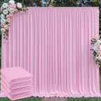 20 ft x 10 ft Wrinkle Free Baby Pink Backdrop Curtain for Parties, 4 Panels 5ftx10ft Polyester Photo Backdrop