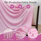 20 ft x 10 ft Wrinkle Free Baby Pink Backdrop Curtain for Parties, 4 Panels 5ftx10ft Polyester Photo Backdrop, alternate view
