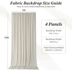 20 ft x 10 ft Wrinkle Free Beige Backdrop Curtain for Parties, 4 Panels 10ft Polyester Beige Photo Backdrop, alternate view 2