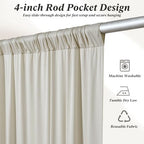 20 ft x 10 ft Wrinkle Free Beige Backdrop Curtain for Parties, 4 Panels 10ft Polyester Beige Photo Backdrop, alternate view 7