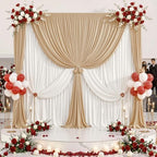 20 ft x 10 ft Wrinkle Free Champagne Backdrop Curtain for Parties, 4 Panels 10ft Polyester Champagne Photo, alternate view 4