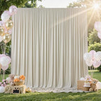 20 ft x 10 ft Wrinkle Free Champagne Backdrop Curtain for Parties, 4 Panels 5x10ft Silky Polyester Wedding