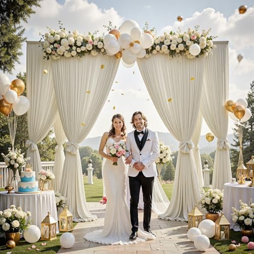 20 ft x 10 ft Wrinkle Free Champagne Backdrop Curtain for Parties, 4 Panels 5x10ft Silky Polyester Wedding, alternate view 2