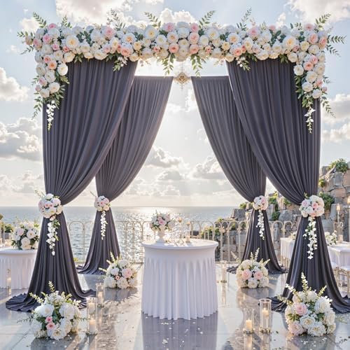 20 ft x 10 ft Wrinkle Free Charcoal Backdrop Curtain for Parties, Dark Grey Polyester Photo Backdrop Drapes for, alternate