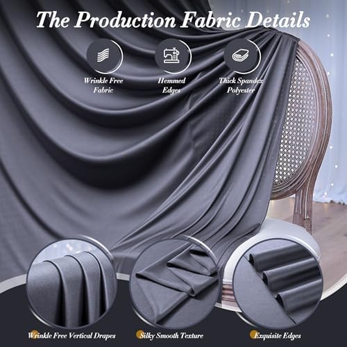 20 ft x 10 ft Wrinkle Free Charcoal Backdrop Curtain for Parties, Dark Grey Polyester Photo Backdrop Drapes for, alternate