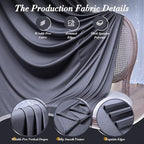 20 ft x 10 ft Wrinkle Free Charcoal Backdrop Curtain for Parties, Dark Grey Polyester Photo Backdrop Drapes for, alternate