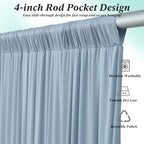 20 ft x 10 ft Wrinkle Free Dusty Blue Backdrop Curtain for Parties, 4 Panels 10ft Polyester Dusty Blue Photo, alternate view