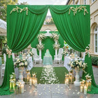 20 ft x 10 ft Wrinkle Free Green Backdrop Curtain for Parties, 4 Panels 10ft Polyester Green Photo Backdrop, alternate view 4