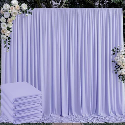 20 ft x 10 ft Wrinkle Free Lavender Backdrop Curtain for Parties, Polyester Light Purple Photo Backdrop Drapes 4