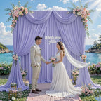 20 ft x 10 ft Wrinkle Free Lavender Backdrop Curtain for Parties, Polyester Light Purple Photo Backdrop Drapes 4, alternate
