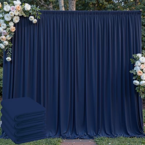 20 ft x 10 ft Wrinkle Free Navy Blue Backdrop Curtain for Parties, Polyester Photo Backdrop Drapes, Thick