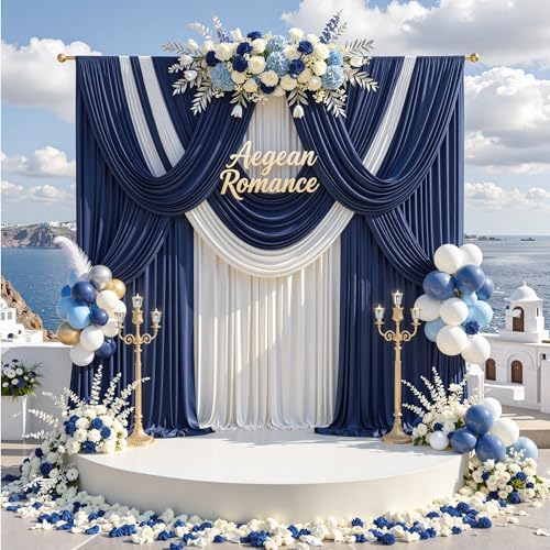 20 ft x 10 ft Wrinkle Free Navy Blue Backdrop Curtain for Parties, Polyester Photo Backdrop Drapes, Thick, alternate view 6