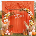 20 ft x 10 ft Wrinkle Free Orange Backdrop Curtain for Parties, 4 Panels 10ft Polyester Orange Photo Backdrop