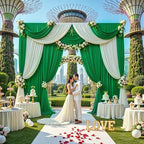 20 ft x 10ft Wrinkle Free Green Backdrop Curtain for Parties, 4 Panels 5x10ft Silky Polyester Green Backdrop, alternate view