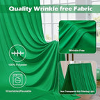 20 ft x 10ft Wrinkle Free Green Backdrop Curtain for Parties, 4 Panels 5x10ft Silky Polyester Green Backdrop, alternate view