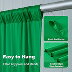 20 ft x 10ft Wrinkle Free Green Backdrop Curtain for Parties, 4 Panels 5x10ft Silky Polyester Green Backdrop, alternate view