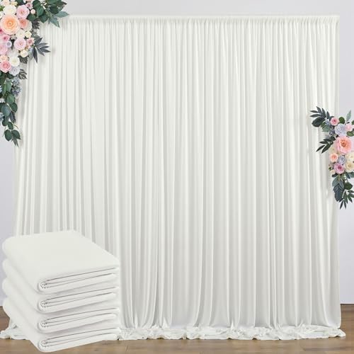 20 ft x 8 ft Ivory Backdrop Curtain Panels, 4 Panels 5 ft x 8 ft Wrinkle Free Polyester Photography Backdrop