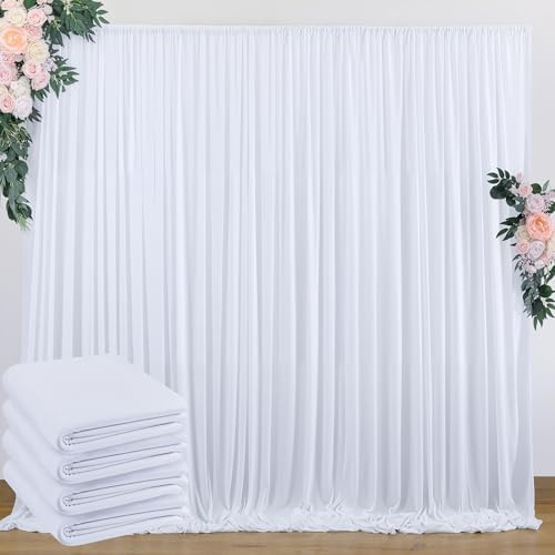 20 ft x 8 ft White Backdrop Curtain Drapes for Wedding Parties, 4 Panels 5 ft x 8 ft Wrinkle Free Polyester