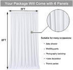 20 ft x 8 ft White Backdrop Curtain Drapes for Wedding Parties, 4 Panels 5 ft x 8 ft Wrinkle Free Polyester, alternate view 2