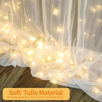 20 FT x 8 FT White Backdrop Curtain - Tulle Backdrop Curtain with 9.8FT Lights String - Sheer Backdrop Curtains, alternate