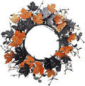 20" Halloween Wreath for Front Door, Golden and Black Maple Leaves