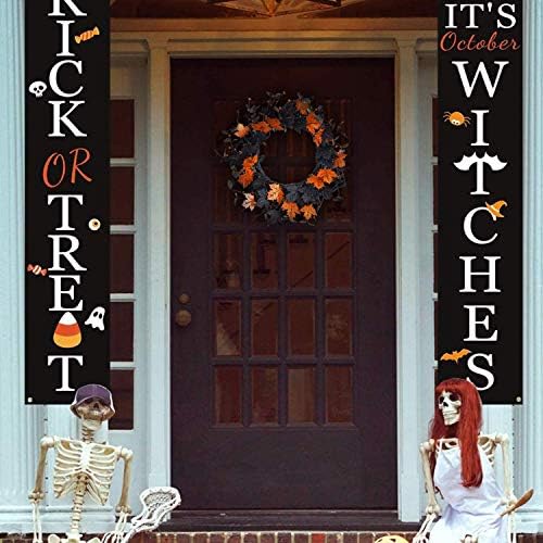 20" Halloween Wreath for Front Door, Golden and Black Maple Leaves, alternate view 2