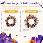 20" Halloween Wreath for Front Door, Golden and Black Maple Leaves, alternate view 4