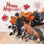 20" Halloween Wreath for Front Door, Golden and Black Maple Leaves, alternate view 7
