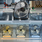 20" High Velocity Metal Floor Fan with Light,6-Speed Plug-in Fan with Remote & APP, Industrial Fan with Rear, alternate view