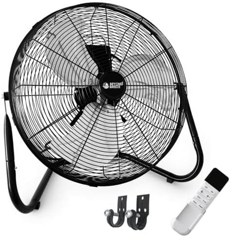 20’’ High Velocity Wall Mount and Floor Fan with Remote in Black