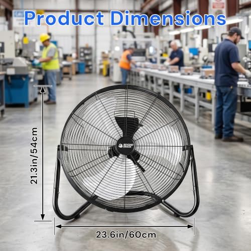 20’’ High Velocity Wall Mount and Floor Fan with Remote in Black, alternate view 2