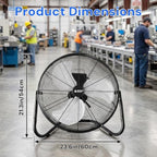 20’’ High Velocity Wall Mount and Floor Fan with Remote in Black, alternate view 2