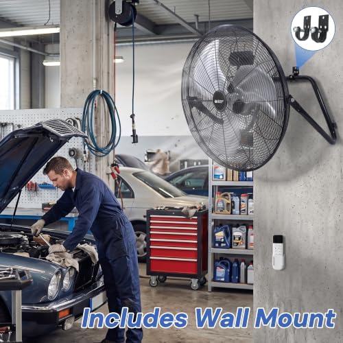 20’’ High Velocity Wall Mount and Floor Fan with Remote in Black, alternate view 4