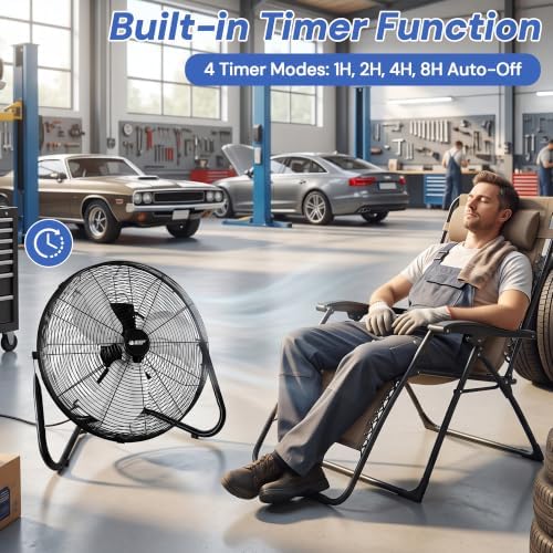 20’’ High Velocity Wall Mount and Floor Fan with Remote in Black, alternate view 5