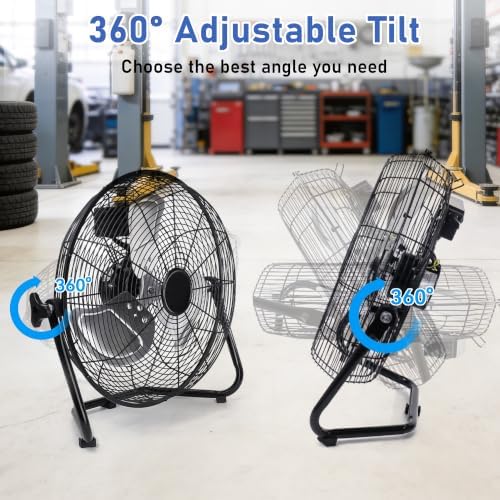 20’’ High Velocity Wall Mount and Floor Fan with Remote in Black, alternate view 6