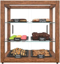 20 in. 3-Tier Dark Wood Countertop Dry Bakery Display Case, Pastry, Cake and Cookie Display with Tempered Glass