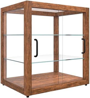 20 in. 3-Tier Dark Wood Countertop Dry Bakery Display Case, Pastry, Cake and Cookie Display with Tempered Glass, alternate